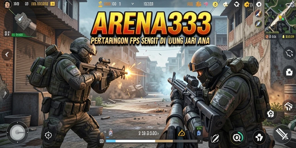 Screenshot gameplay ARENA333 menampilkan aksi tembak-menembak yang mendebarkan dan intens.