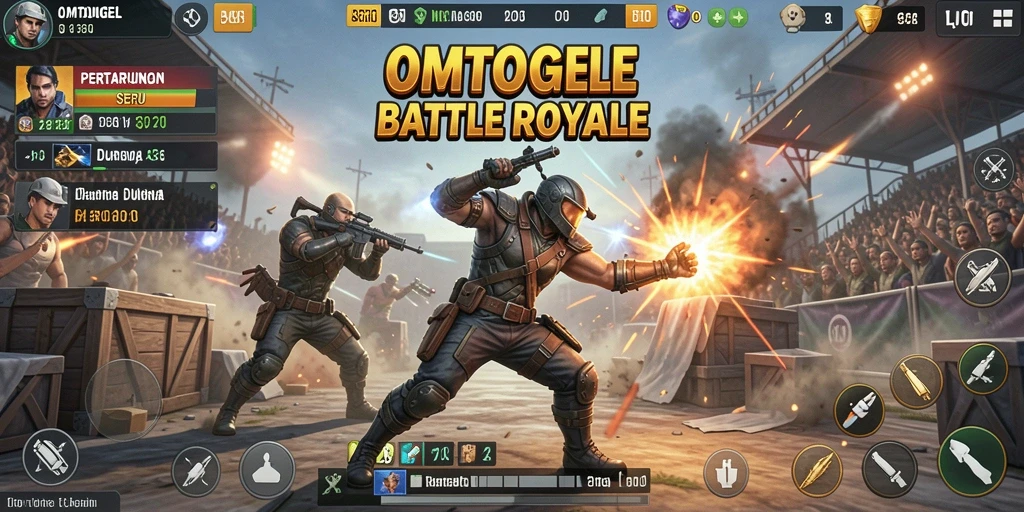Tampilan gameplay seru di pulau pertempuran OMTOGEL.