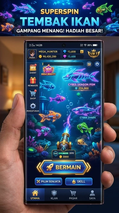 Tampilan aplikasi superspin yang menarik dan mudah digunakan.